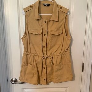 Allegra K Beige Sleeveless Vest